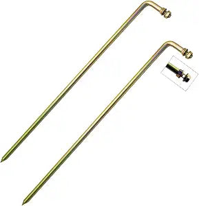 2 Pcs Portable Ground Rod 18" L-shaped Upgraded Galvanized Steel Grounding Pin by Nut Clamping Direct Wiring,Great for Electric Fences,Antennas,Satellite Dishes