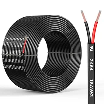 18 Gauge 2 Conductors 200FT Electrical Wire, Flexible Low Voltage PVC Copper Clad Aluminum Extension Cord for Car Speaker Wire, Car Lighting, LED Wire, Outdoor Lighting, Residential Wiring, 12V/24V DC
