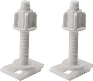 2Pcs Universal Plastic Toilet Seat Screws and Nuts with Rubber Washers, White Hinge Bolt Replacement Kit for Toilet Lid, Secure Fastener Parts for Bathroom Toilet Seats