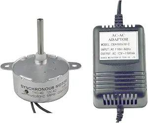 CHANCS TYC40 12V AC 5RPM Shaft 33mm Synchronous Motor with Power Supply - Input 110V Output AC 12V for Christmas Decoration