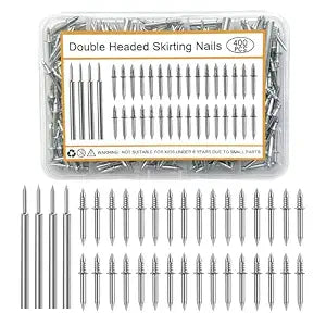 Double Headed Skirting Nails for Thin Trim, 400 Pcs, 0.35in Grip- 4 Tools