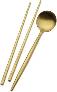 Studio Nova Premium 18/10 Stainless Steel Gold Chopsticks & Spoon Set
