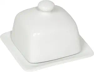 Now Designs Stoneware Square Butter Dish with Lid, White 4.5 x 4.5 in