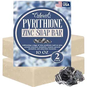 Erbaid Pyrithione Zinc Soap Bar for Face & Body, 4oz | 2% ZnP Bar Soap Skin Repair Cleanser for Acne, Rosacea, Eczema, Dermatitis, Psoriasis, Itching | Cleansing, Calming Zinc Facial Wash Made in USA