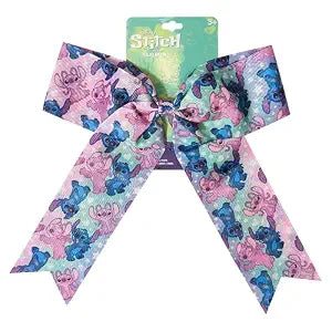 LUV HER Disney Stitch Hair Bows For Girls - One Large Printed Hair Bow Featuring your Favorite Stitch Characters - Alligator Clip - Large Bows for Daily Styling or Special Occasions, Ages 3+