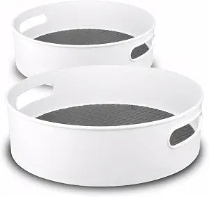 Semlos 360 Rotating Lazy Susan Organizers, 2 Packs 9" and 12" Turntable Spice Rack Organisers for Kitchen Organization and Storage, Non-Slip Under Sink Organizer for Bathroom Pantry Cupboard