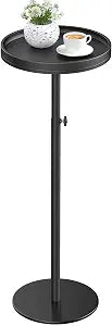 Round Side Table, Small Drink Table for Small Spaces, Black
