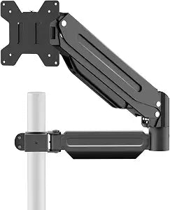 suptek Single Monitor Arm for Desk Mount Stand,Adjustable Monitor Arm for 17 to 32 inch Screen, Support Weight up to 22lbs, Mounting Holes 75x75mm to 100x100mm, ,Pneumatic Pole Mount Arm Black