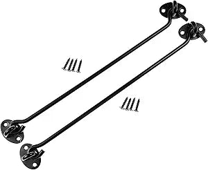 2 Pack 12" Long Hook and Eye Latch Black for Gate, Shed, Garage