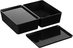 Small Black Storage Bins with Lids: Plastic Container Box for Bathroom