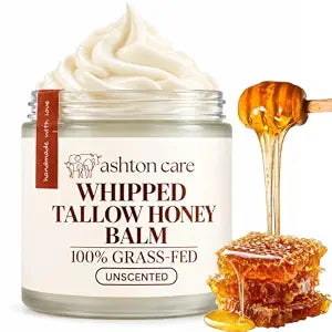 Whipped Beef Tallow and Honey Balm for Face - 4oz (Unscented)