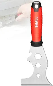 SHALL 8-In-1 Paint Scraper, Stainless Steel Paint Remover Scraper Tool, Putty Knife with Hammer End and Comfort Handle, Metal Spackle Scraper for Removing Drywall Paint, Caulk, Wood, Wallpaper