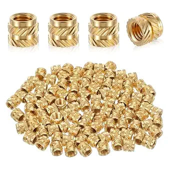 100 Pcs M5 Threaded Insert M5 Heat Set Inserts 3D Printing Brass Nuts Knurled Twill Thread Nut Inserts for Loptop Automotive Plastic Shells