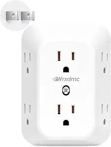 WRXDMC 2 Prong to 3 Prong Outlet Adapter, 6 AC Outlet Splitter with 1875W