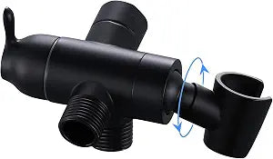Shower Arm Diverter with Handshower Mount, G1/2 Brass 3 Way Shower Diverter Valve Bathroom Universal Shower System Replacement for Handheld Shower and Fixed Shower Head(Matte Black)