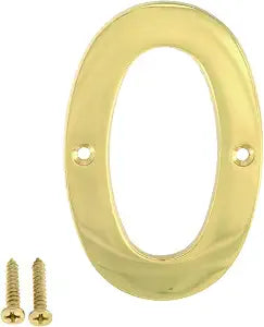ZW-A200 4 Inch Bright Brass House Number 0/ZhongWang Hardware ZW-A200 Nmero de casa de latn brillante de 4 pulgadas0