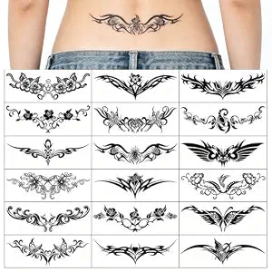 Sexy Y2K Temporary Tattoos for Women Girls, 18 Sheets Cyber Sigilism Lower Back Waist Fake Tattoos, Waterproof Realistic Body Art, Festival Rave Halloween Bachelorette Party Favors Gifts