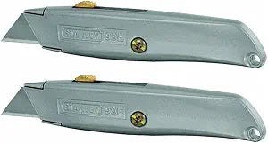 Stanley Utility Knife, 2-Pack - 6 in Classic 99 Retractable with Alloy Steel Blades & Handle, Interlocking Nose, 3-Position Blade, Includes 3 Blades