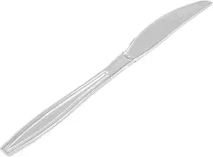 Restaurantware 7.3 Inch Plastic Knives 250 Count Chef 101 Clear Cutlery Serrated Durable Ergonomic Grip Sturdy Handle Flatware For Catering Events