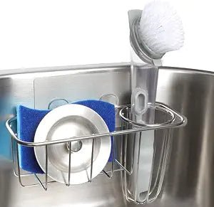 HULISEN Kitchen Sponge Holder, Stainless Steel Sink Caddy with Brush Holder