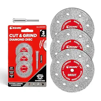 EZARC 1-1/2 Diamond Tile Cutting Wheels with Mandrel, 0.6mm Kerf, 3-Pack
