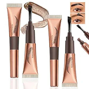 2Pcs Peel Off Brow Tattoo Gel,Waterproof Long Lasting Curved Brush Auburn