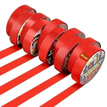 RED WOLF Red Electrical Tape 3/4 Inch x 66 Ft Industrial Grade UL/CSA Listed 7 Mil Thick Flame Retardant High Temp Waterproof Electrical PVC Tape Electric Super Vinyl Rated 600V 10 Pack