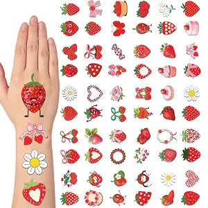 60Pcs Strawberry Temporary Tattoos Stickers,Sweet Berry Theme Decoration