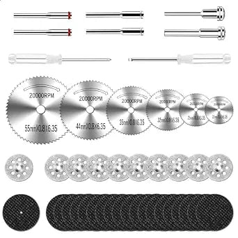 44Pcs Auxiren Cutting Wheel Kit for Dremel Rotary Tools, Mini HSS Circular Saw Blades Cutter, Resin Cutting Discs, 545 Diamond Cut Off Wheels for Cutting Wood, Metal, Plastic, PVC, Glass, Tile, Stone