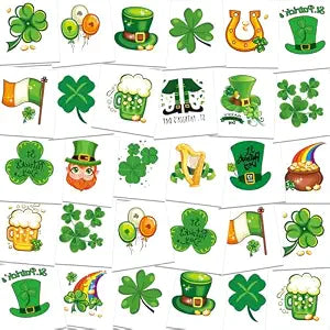 60 Pack St. Patrick's Day Temporary Tattoo Big Sheet Shamrock Tattoos St. Patrick's Day Accessories Kids Party Favors Saint Patrick's Day Temporary Tattoos for Kids Adults