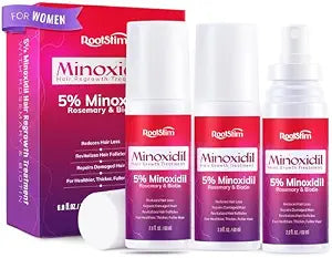 Women's 5% Minoxidil Spray for Hair Growth: 3-Pack RootStim Extra Strength Minoxidil with Rosemary & Biotin for Thinning Hair Regrowth and Fuller Hair - 60ML Each