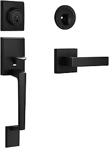 Matte Black Front Door Handle and Deadbolt Set,Exterior Front Door Lock Set