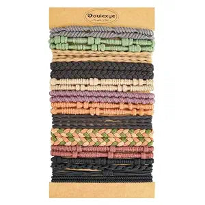 Boho Hair Accessories for Women: 24PCS Hair Tie Bracelets, 6 Styles, 10 Colors, No Damage for Thick Hair