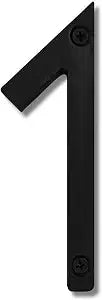 NACH Floating House Numbers, 8 inch Aluminum Black House Numbers for Outside - Number 1, Door Numbers with Mounting Hardware