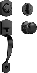 Matte Black Front Door Handleset, Exterior Door Lock Set with Deadbolt Single Cylinder Front Door Knob and Deadbolt Set