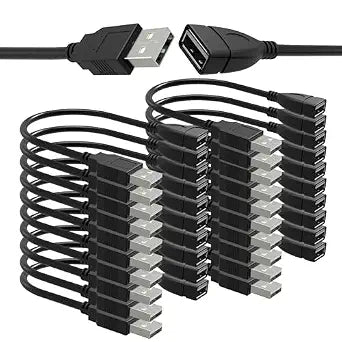 SaiTech IT 20 Pack USB 2.0 Male to Female Extension Cable 6 inch Black