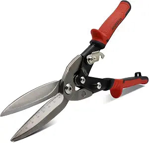 12 Inch Aviation Snips, Long Straight Cut Tin Snips, Heavy Duty CR-MO Metal Cutters with Double Lever, Scale Markings & Safety Lock, Shears Scissors for Cutting Metal Sheet