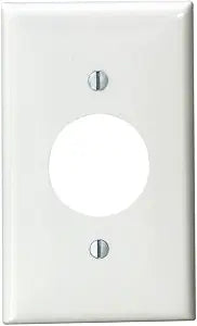Leviton 1-Gang Single 1.406-Inch Hole Device Receptacle Wallplate, 80704-W, White