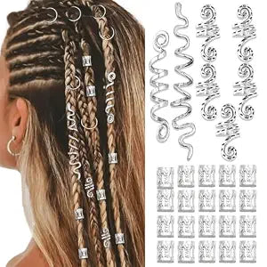27PCS Silver Hair Jewelry Metal Braids Clips