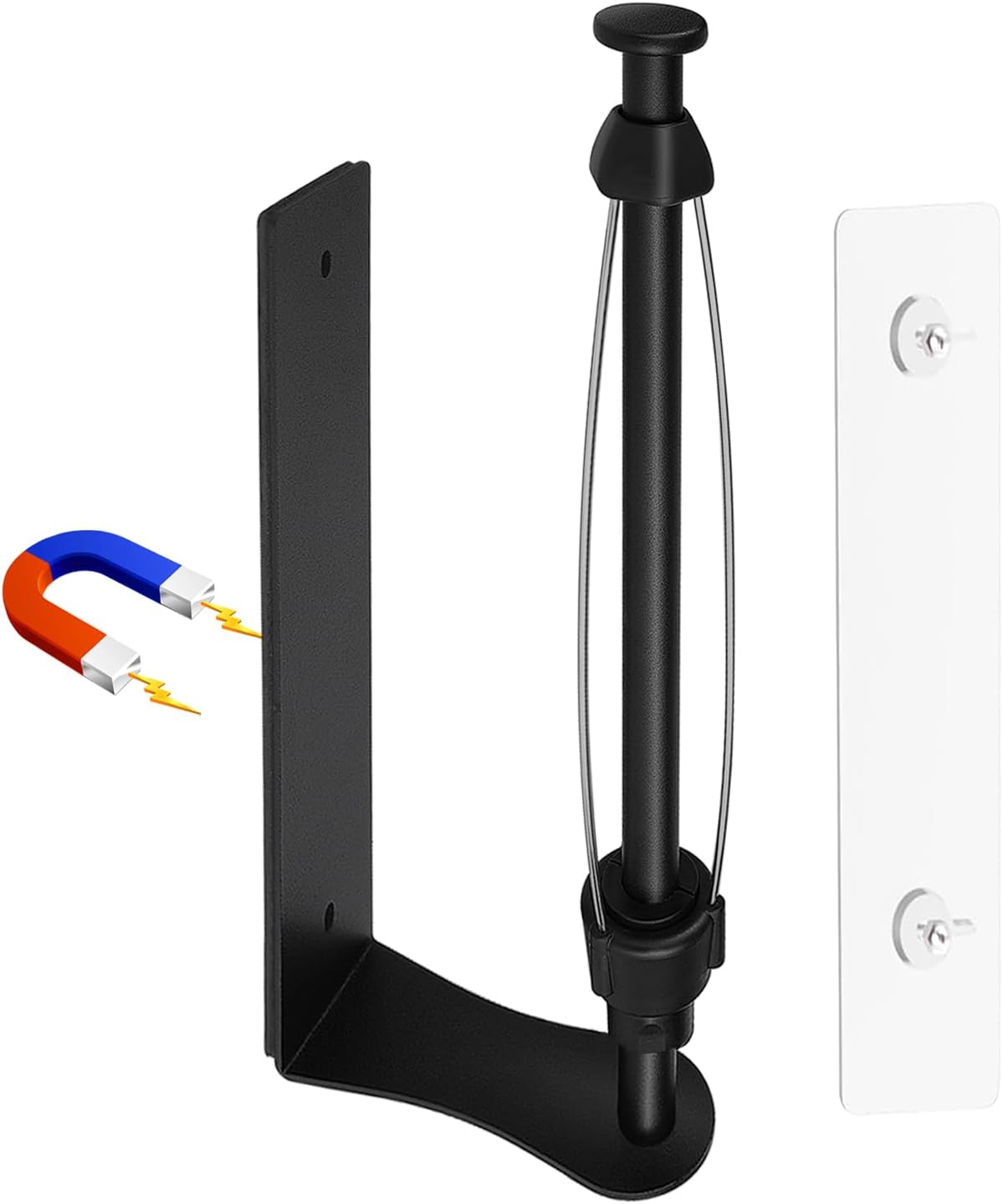 MONEER Magnetic Paper Towel Holder for Frige, One-Hand Operable Paper Towel Holder, Self-Adhesive, No Drill Magnet Paper Towel Holder for Kitchen, Refrigerator, RV, Garage (Black)