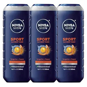 NIVEA MEN Sport 3-in-1 Body Wash, Mulitpack, 3 x 16.9 FL OZ