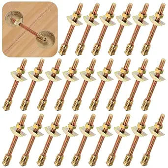 24 Sets Bed Frame Hardware Connector Kit, 8 x 100 mm