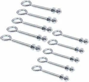 Prime-Line 9066440 Eye Bolts With Nuts, 1/4 in.-20 X 4 in., Zinc Plated Steel (10 Pack)