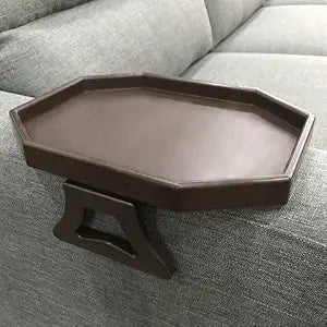Sofa Arm Clip Table, Armrest Tray Table, Drinks/Remote Control/Snacks Holder  (Platic, Brown)