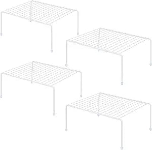 Medium (13.1 x 10.2 Inch) Cabinet Storage Shelf Rack, ShelvesKitchen Counter and Cabinet Shelf, Storage Rack Organizer for Fridge, Cabinet, Bathroom Cupboard& Pantry (4, White)