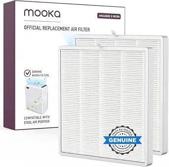 E-300L Air Purifier Official H13 Replacement Filter Compatible with MOOKA and MOOKA FAMILY E-300L Air Purifiers (White 2PC)