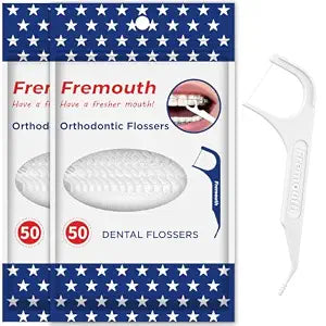 Fremouth Orthodontic Flossers for Braces - Ortho Floss Picks, 100 Count