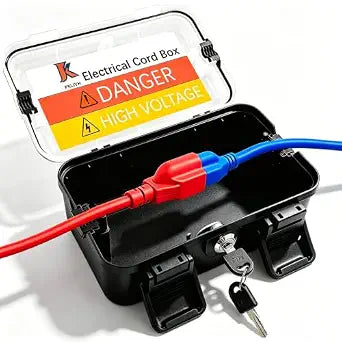Large Outdoor Electrical Box (Inner 6.7x4x2.5),IP54 Waterproof Extension Cord Cover w/2 Cable Entry Ports,Weatherproof Connection Box for Power Strip,Timer,Plug, Holiday Lights, Black(1pack)