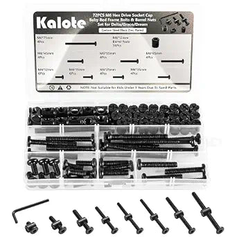 72Pcs Crib Screws Hardware Kit M6 Baby Bed Frame Bolts Nuts Set