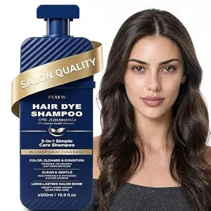 Dark Brown Hair Dye Shampoo for Gray Hair, Color Shampoo for Women & Men